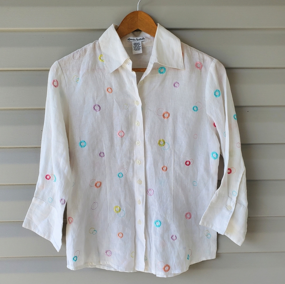Vintage ivory embroidered linen shirt